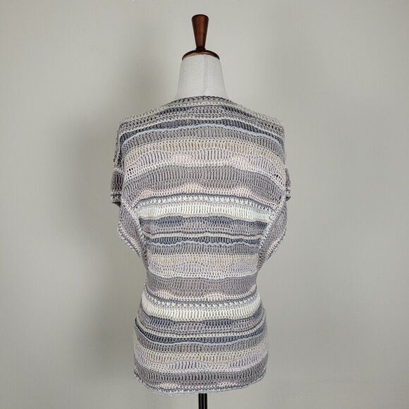 Leifsdottir Anthropologie Sweater Womens XS Hand Knit Neutrals Stripes Chains - Picture 3 of 8